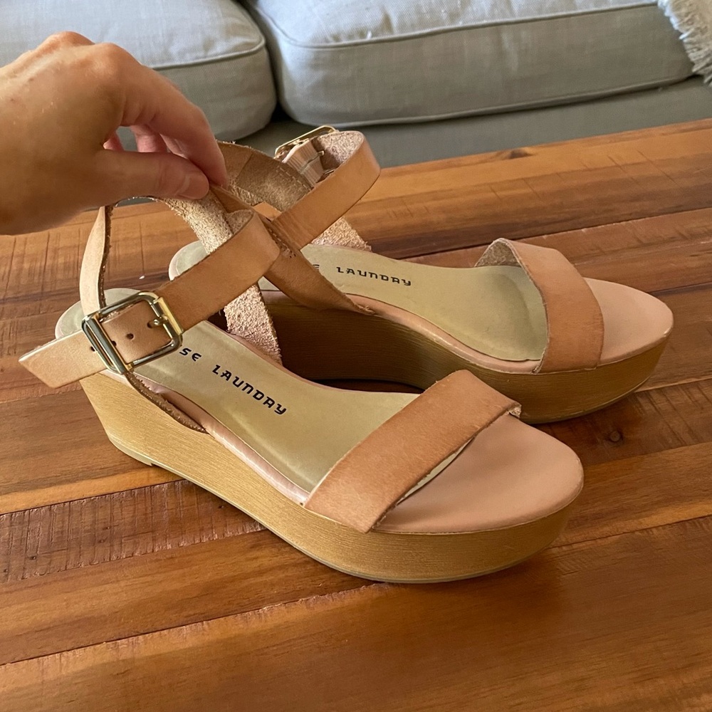 Chinese Laundry Nude Leather Platform Sandals